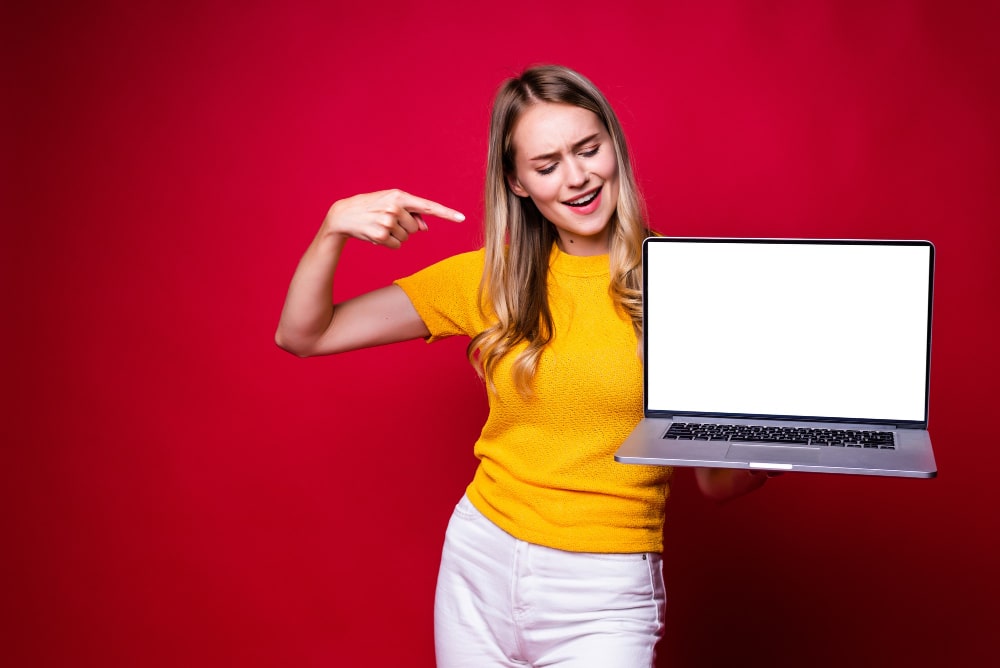 Technician updating skills on new laptop model